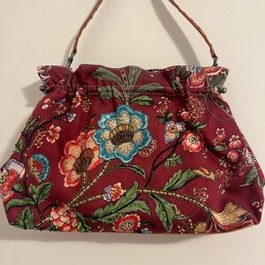 Isabella Fiore Burgundy Floral Shoulder Bag